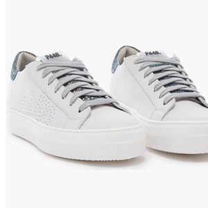 P448 White Sneakers with Multicolor Glitter- Size 37